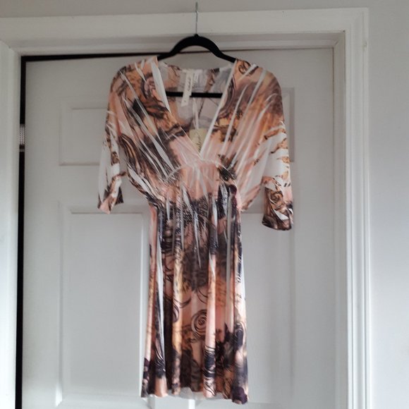 Dress -  Size Large - Brown/Ivory/Coral - Picture 1 of 7